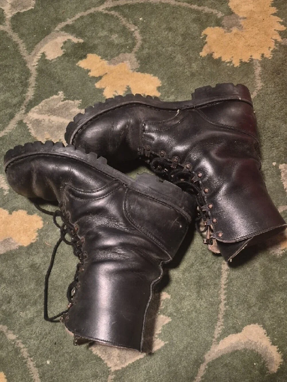 Men's Black Leather Lace-Up Work Boots